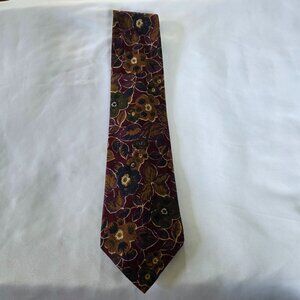 Peter's of Chagrin Falls Ohio Italian Silk Tie Wine, Blue, Green & Copper Floral